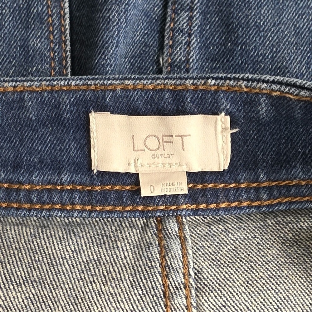 LOFT Skirt Size XS A-Line Mini Dark Wash Button Y2K Nautical Blue Denim - Picture 3 of 6
